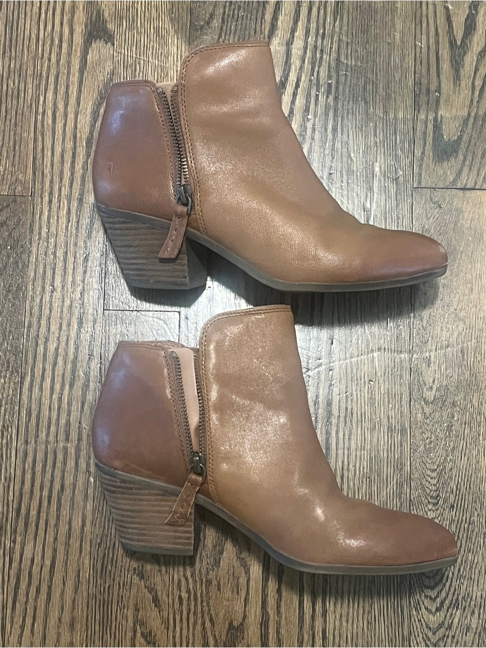 Frye Cognac Leather Pointed Ankle Booties - Picture 2 of 10